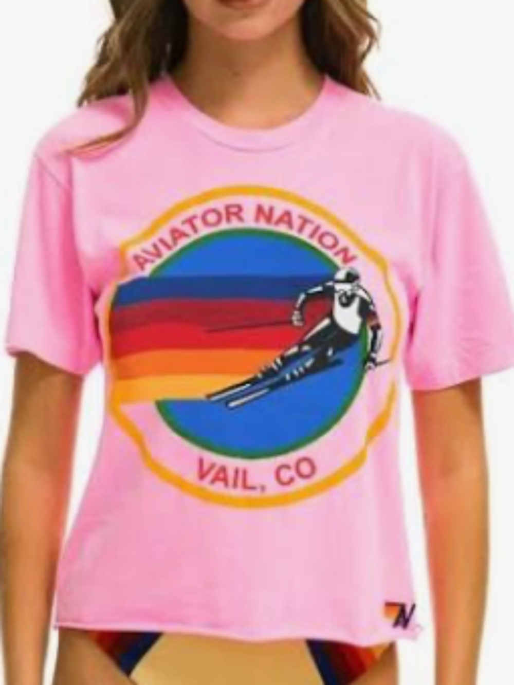 Aviator Nation Signature Vail Boyfriend Tee - Neon Pink - Size Medium